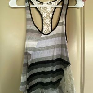 Beautiful grey with lace tank top